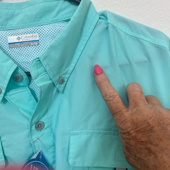 NWT COLUMBIA PFG Fishing Shirt men XL Omni Shade UPF 30 BAHAMA II Turquois shirt - Picture 2 of 16